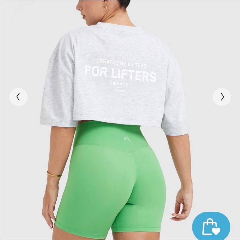 NWT Oner Active CLASSIC LIFTERS GRAPHIC RELAXED CROP LIGHTWEIGHT T-SHIRT White S